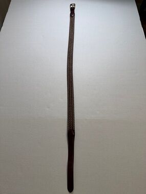 Vintage Brighton Woven Brown and Tan Leather Belt with Gold Hardware